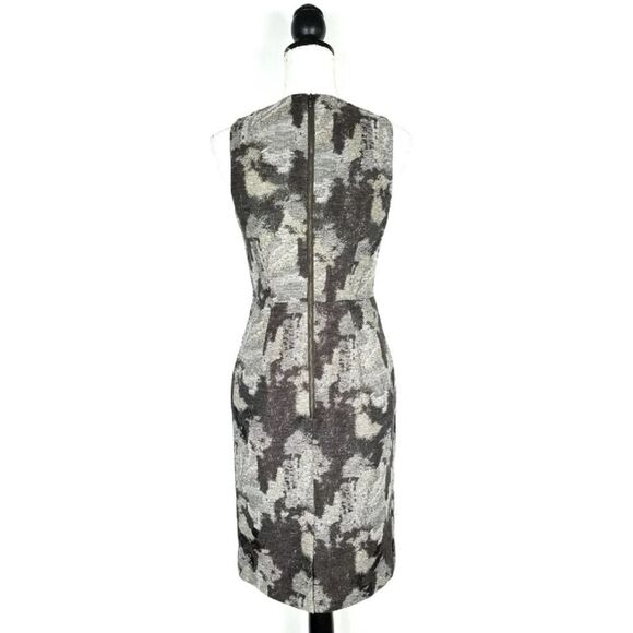 Banana Republic Brown Abstract Marbled Metallic Sheath Dress Size 4 - Picture 3 of 9